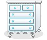 Blue Trim Dresser