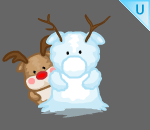 Playful Reindeer with Snowman
